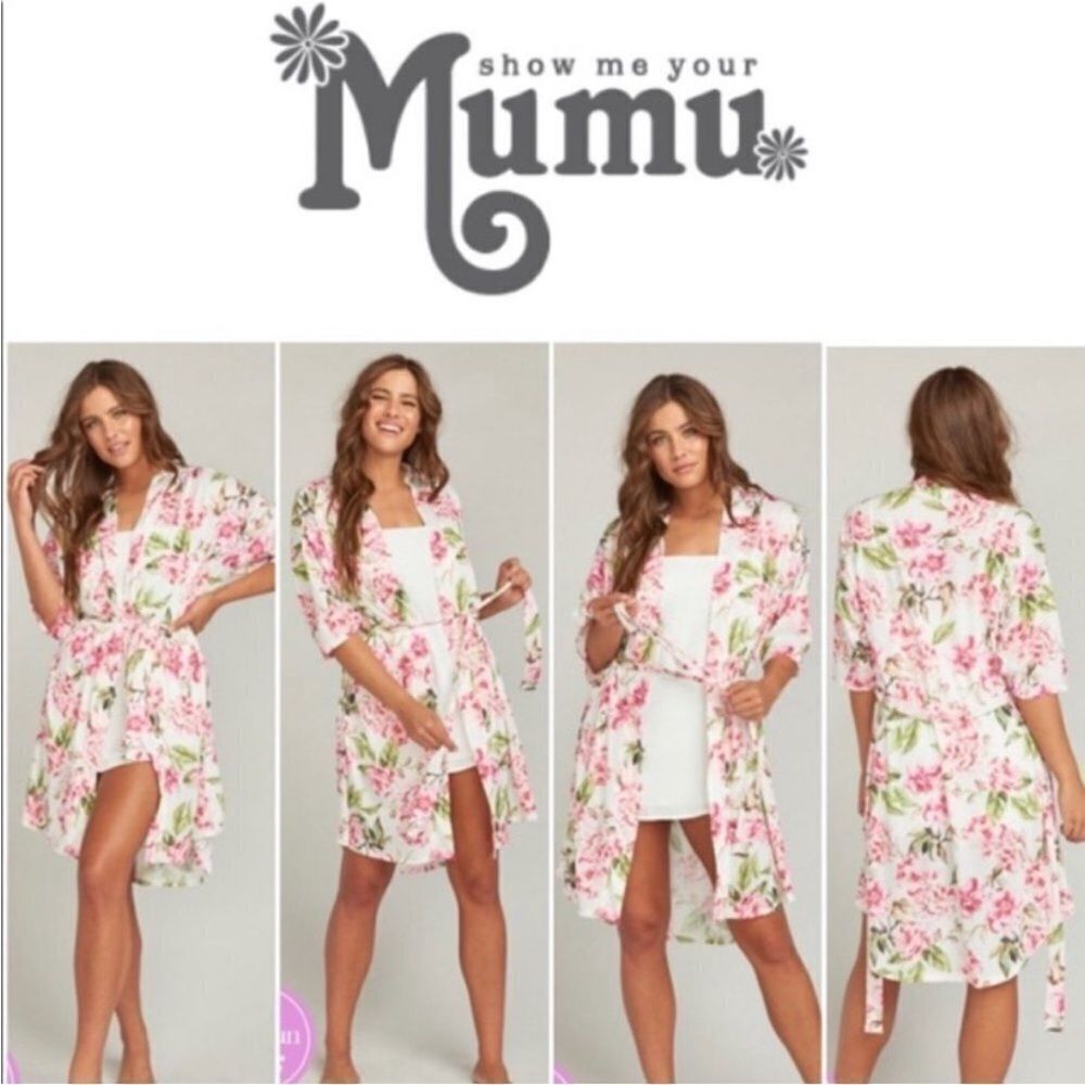 Show Me Your Mumu “Brie” Pink Floral Kimono Bath Robe Size O/S
